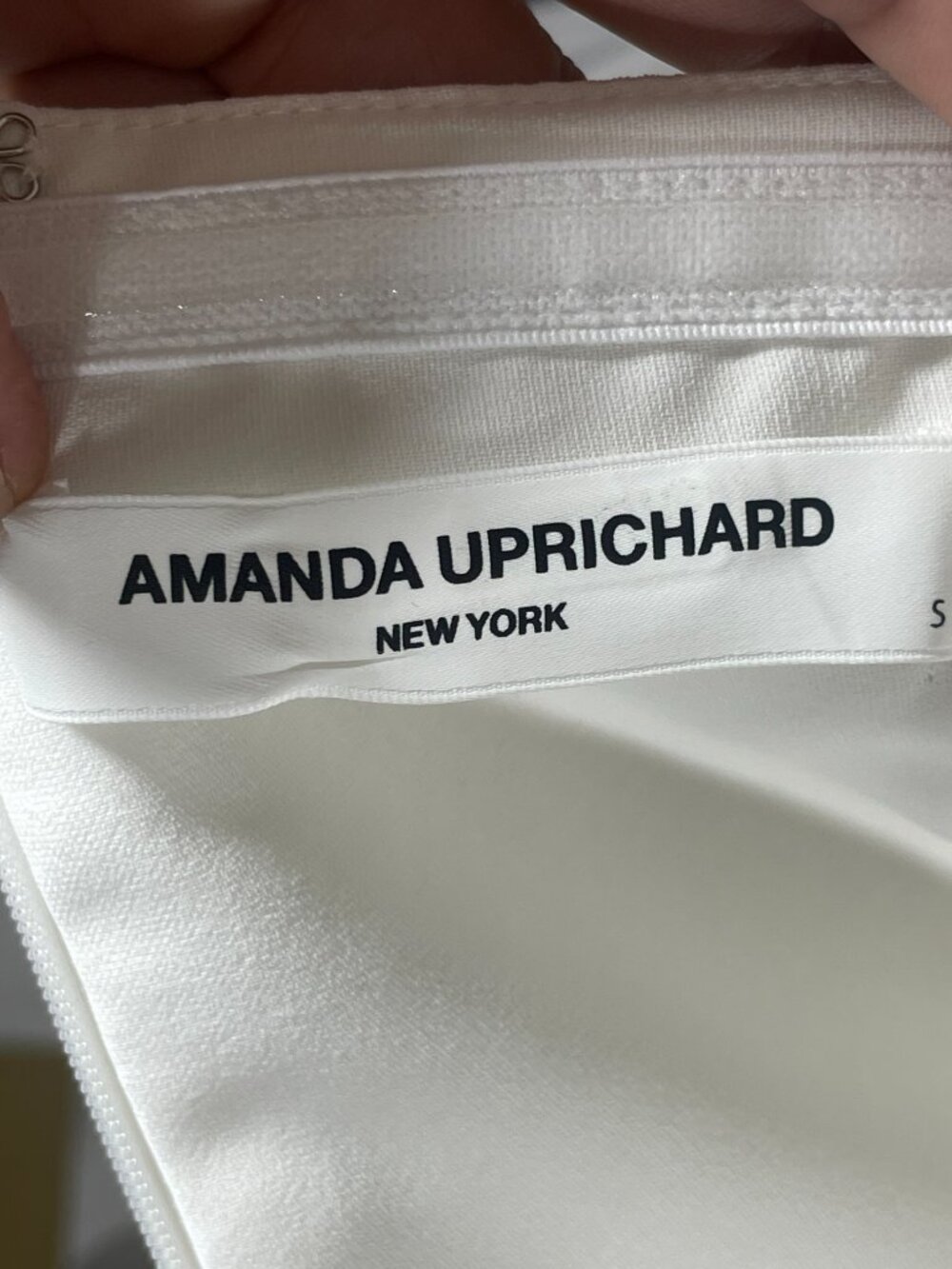 Amanda Uprichard Ivory White Strapless Puzzle Mini Dress - Size S - Picture 4 of 5